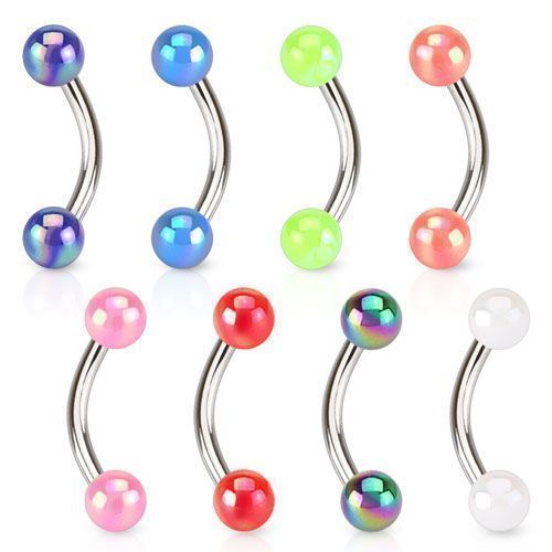 Levně Piercing do obočí metalické kuličky (bílá)