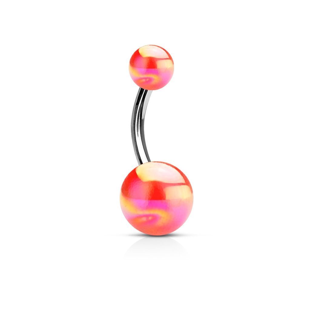 Levně Piercing do pupíku - banánek metalické barvy (červená)