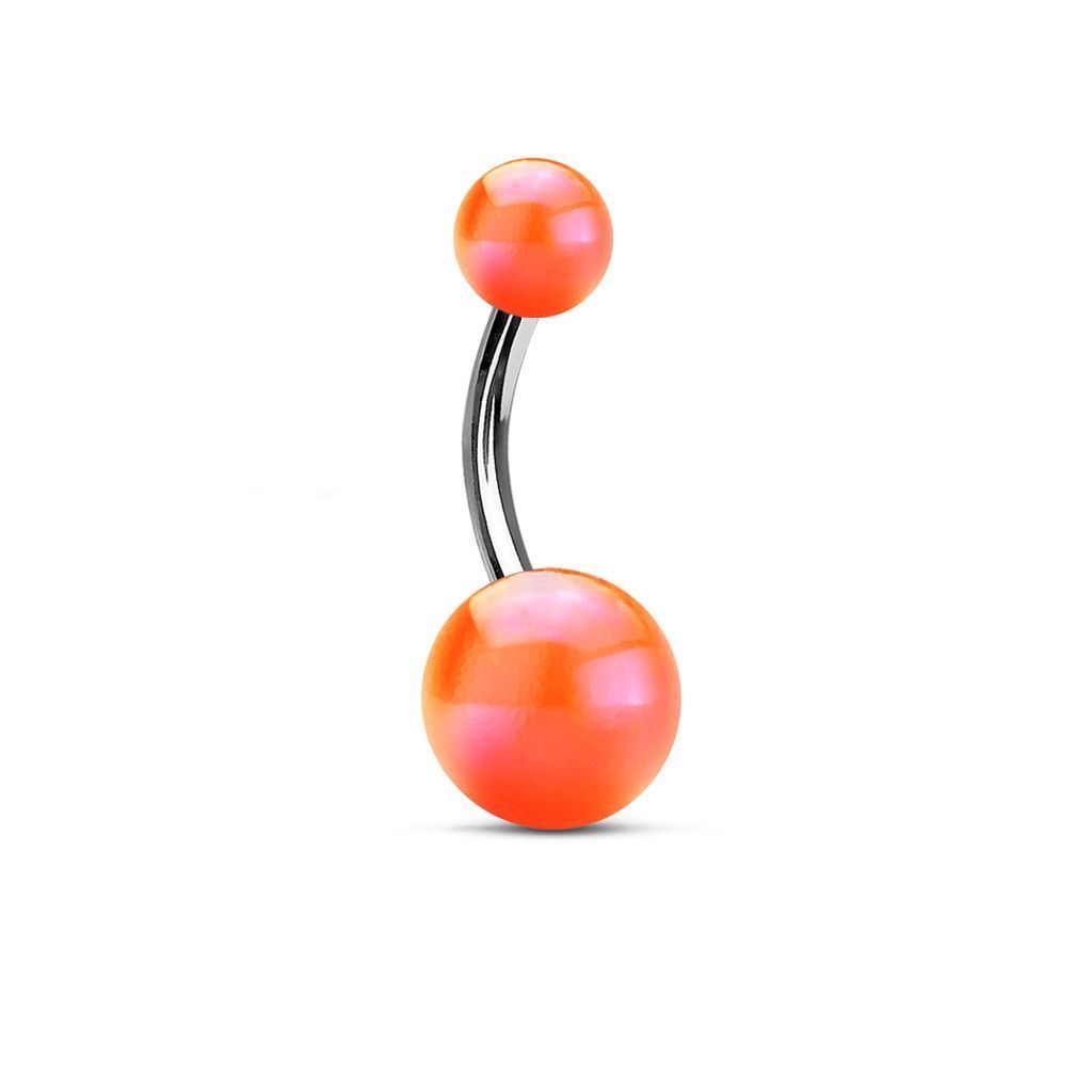 Levně Piercing do pupíku - banánek metalické barvy (oranžová)