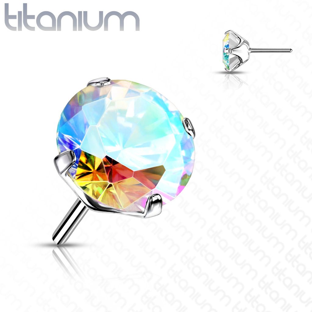 Levně S4U Kamínek k PUSH IN piercing do nosu TITAN, AB zirkon (2 mm) - TIT1148AB-020