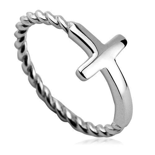 Levně S4U Stříbrný prsten kříž (1,47 g, 54) - ZB82014-54