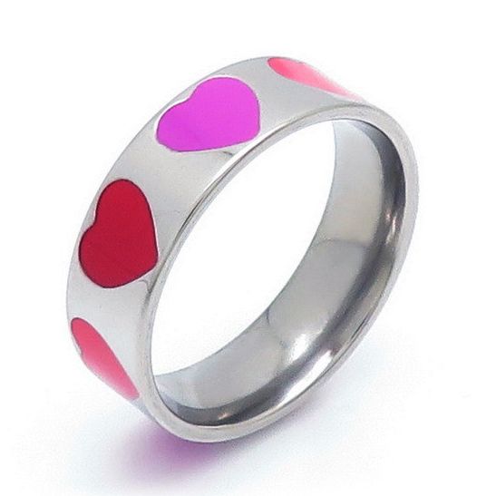 S4U Ocelový prsten se srdíčky (60) - OPR1889-60