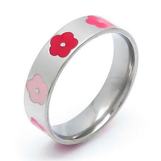 S4U Ocelový prsten s kytičkami (52) - OPR1890-52