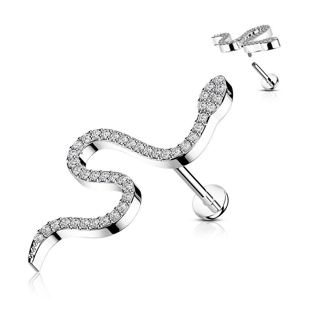 Levně Piercing labreta - had (1,2 x 8 mm) - LB1101ST-1208