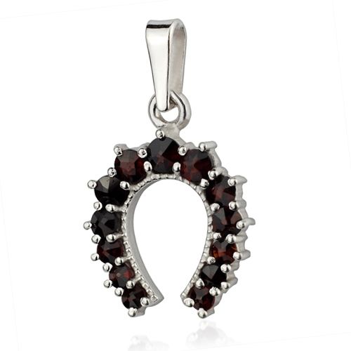 S4U Stříbrný přívěsek podkova s granáty - ZB5129