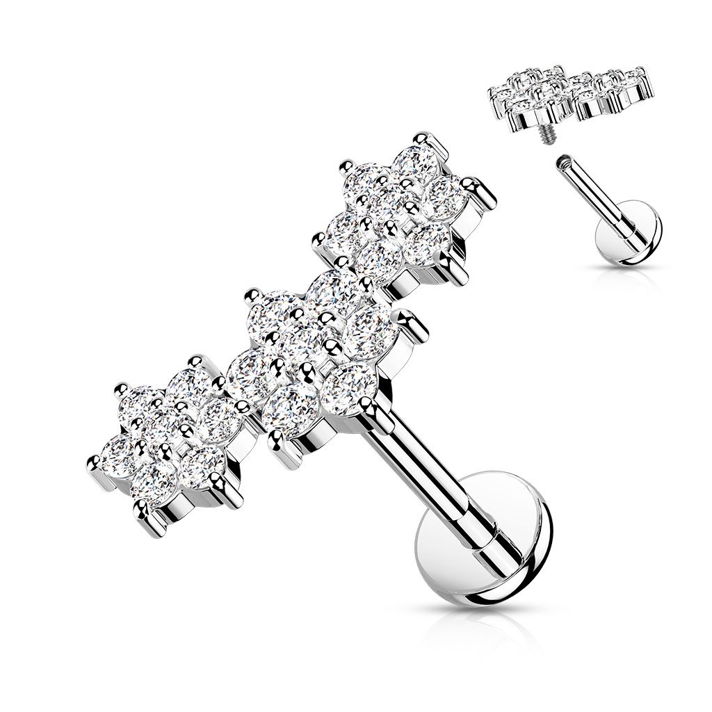 Levně Piercing do brady s kytičkami (1,2 x 8 mm) - LB1102ST-1208