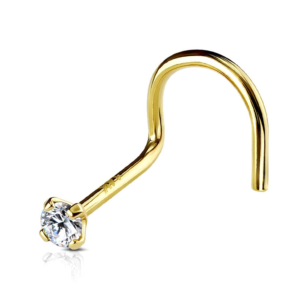 Levně Zlatý piercing do nosu, Au 585/1000 - kamínek 3 mm