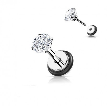 Piercingová náušnice, čirý zirkon - 1 kus (5 mm)