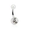 Piercing do pupíku - perleťový lesk a zirkon (zelený)