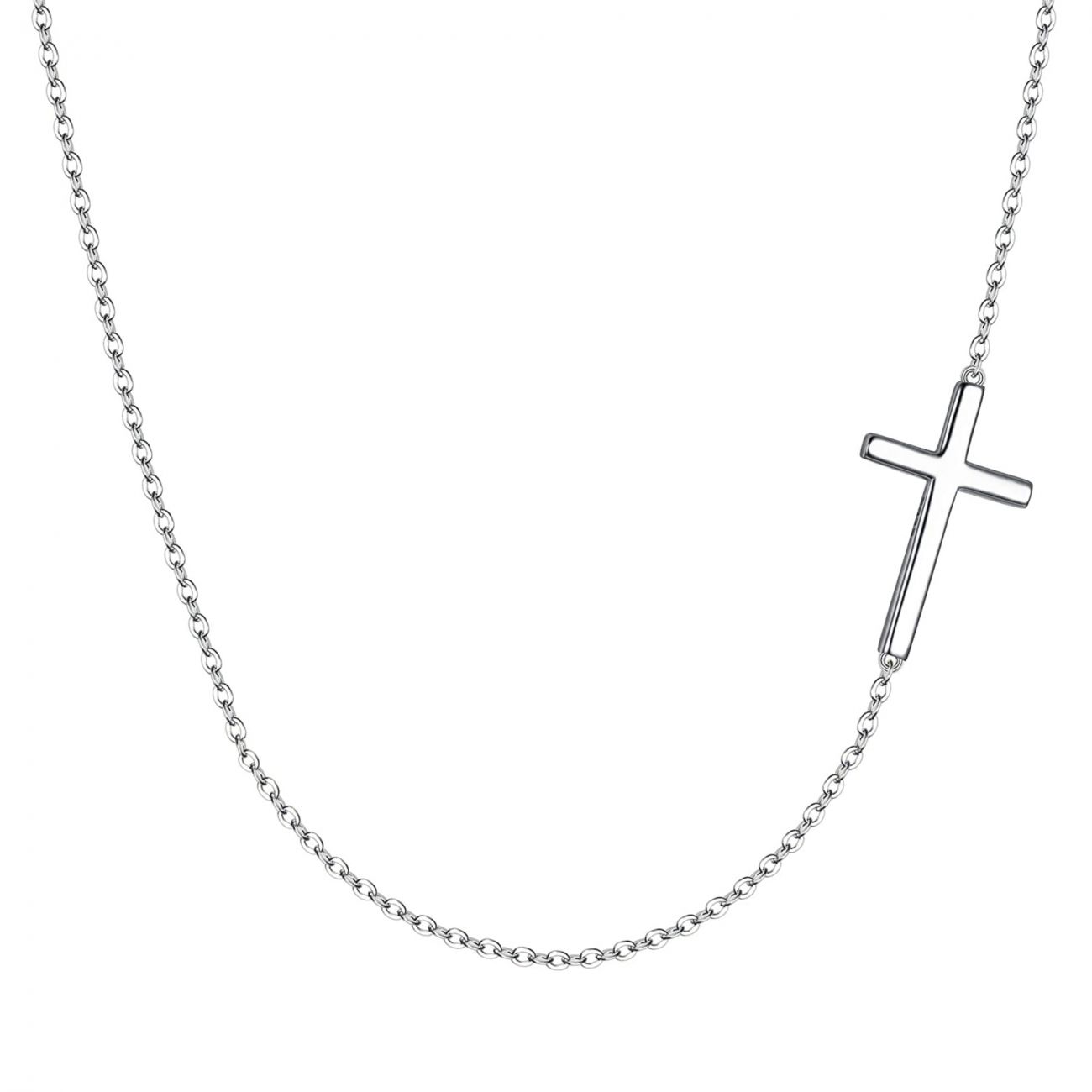 NUBIS Stříbrný řetízek s bočním křížkem (44 cm, 2,13 g) - NB-2143-44