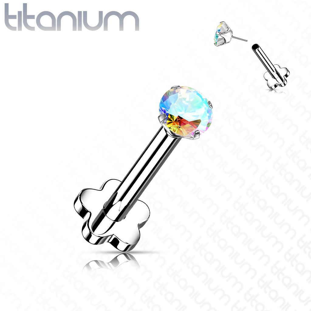 PUSH IN piercing do brady / ucha TITAN 1,2 x 8 mm (duhová) - TIT1170-AB