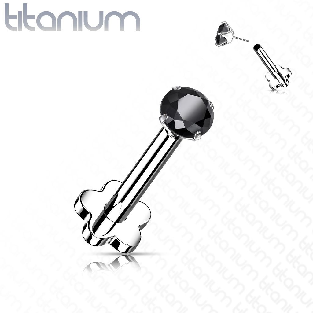 PUSH IN piercing do brady / ucha TITAN 1,2 x 8 mm (černá) - TIT1170-K