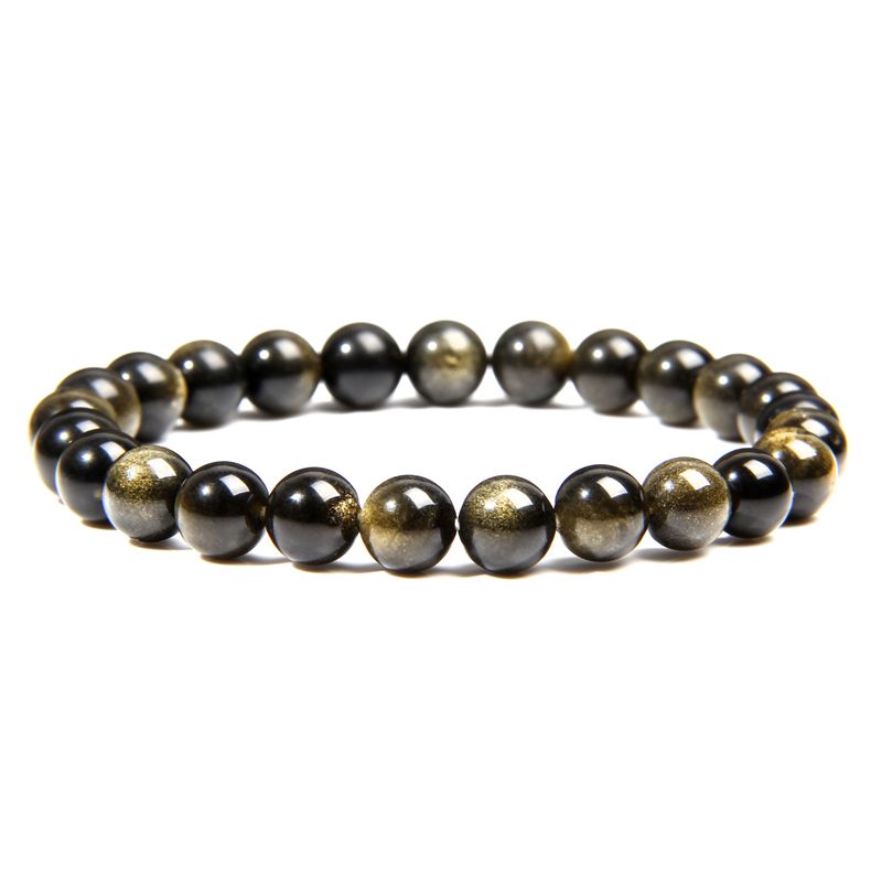 Levně NUBIS Korálkový náramek Gold Obsidian - KN330