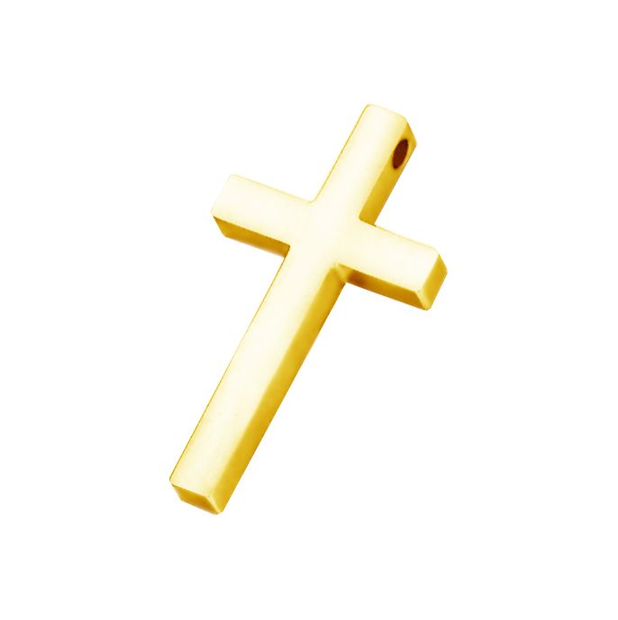 Zlacený ocelový přívěsek křížek 17 x 31 mm - OK1424-GD