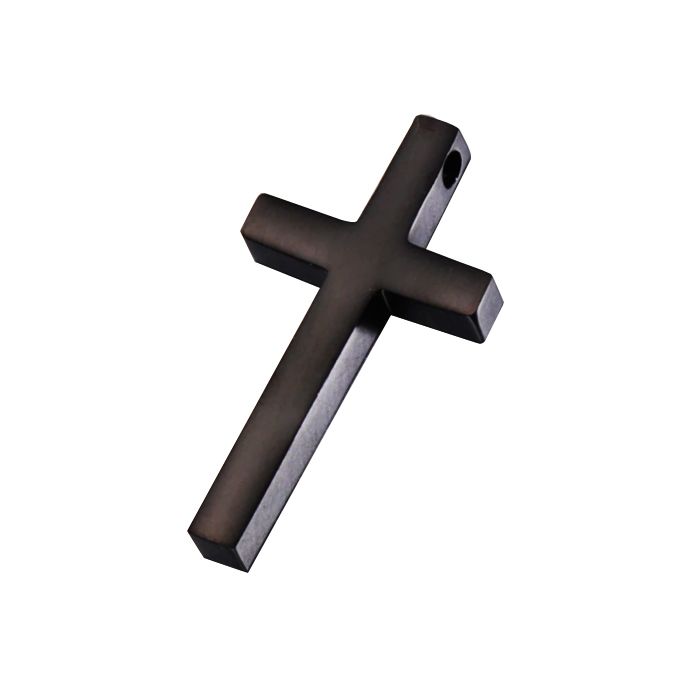 S4U Černý ocelový přívěsek křížek 17 x 31 mm - OK1424-K
