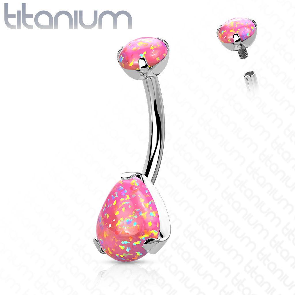 Piercing do pupíku - TITAN, opál (růžová) - TIT1187-OP22