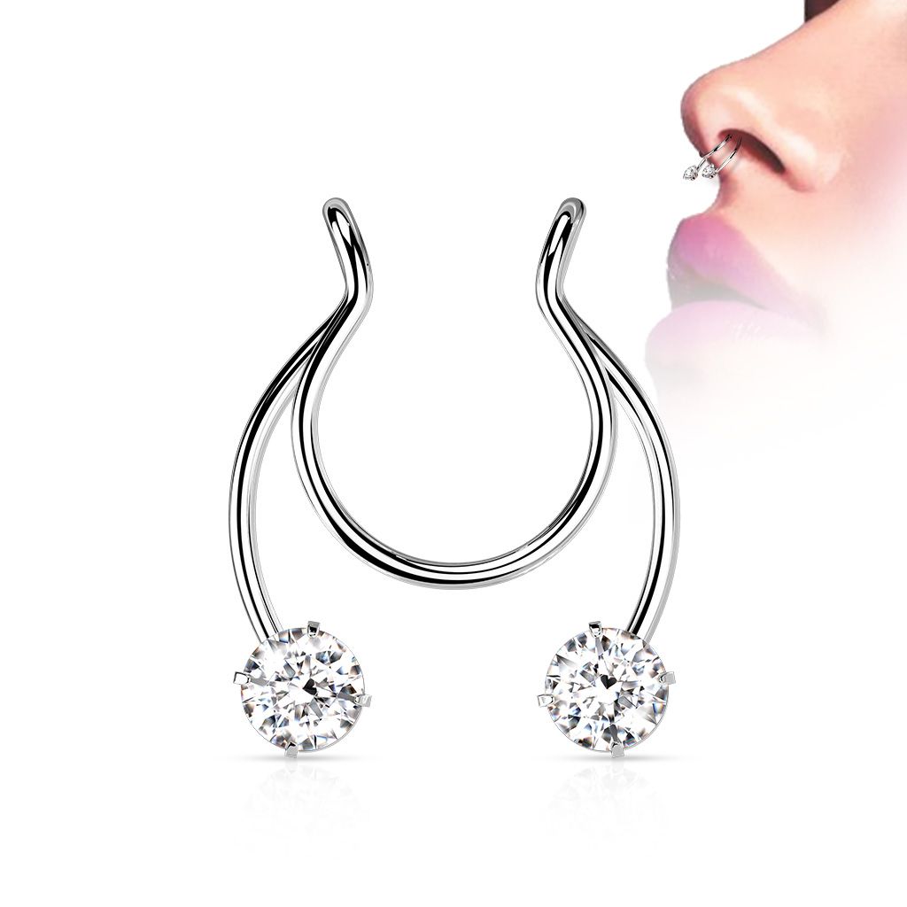 Levně Falešný piercing do nosu - septum (ocelová) - ST0018-ST