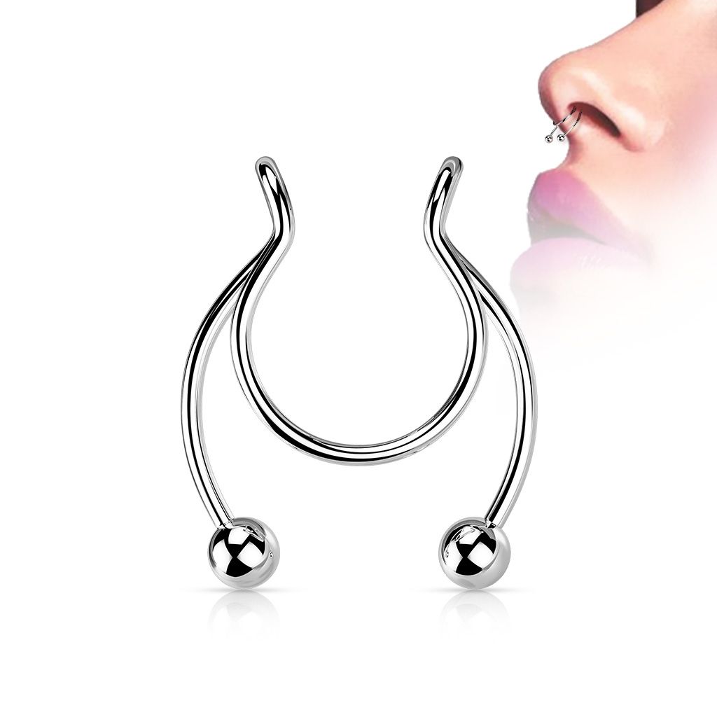 Falešný piercing do nosu - septum (ocelová) - ST0017-ST