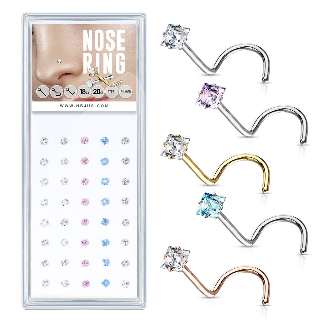 S4U Sada 40ti piercingů do nosu, 2,5mm zirkon - N0000-16