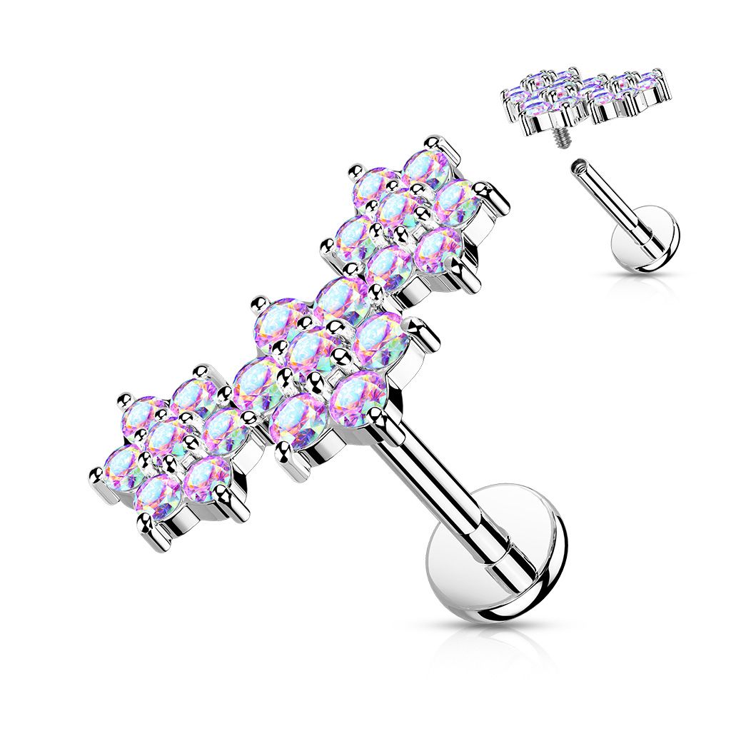 Levně Piercing do brady s kytičkami 1,2 x 6 mm - LB1102AB-1206
