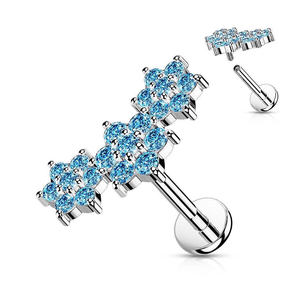 Levně Piercing do brady s kytičkami 1,2 x 6 mm - LB1102Q-1206