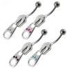 Stříbrný piercing do pupíku - zip (růžová)