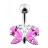 Stříbrný piercing do pupíku - motýlek (tyrkysová)