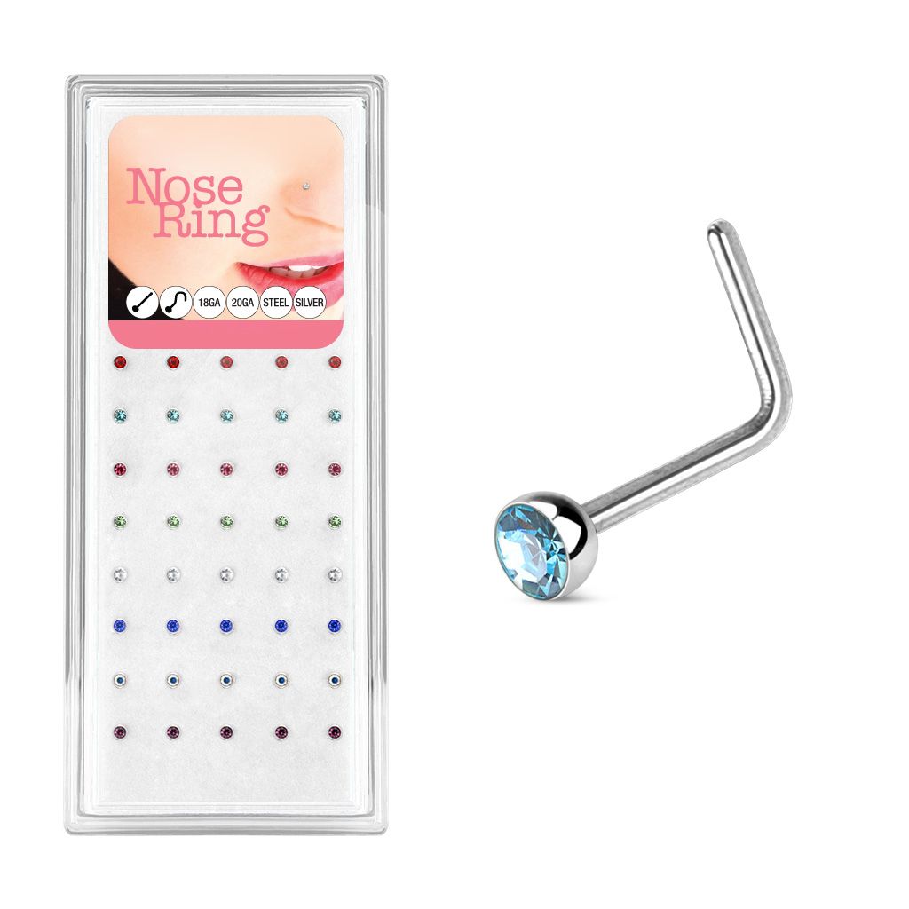 S4U Sada 40ti piercingů do nosu, 2,5mm zirkon, tl. 0,8 mm - N0000-32