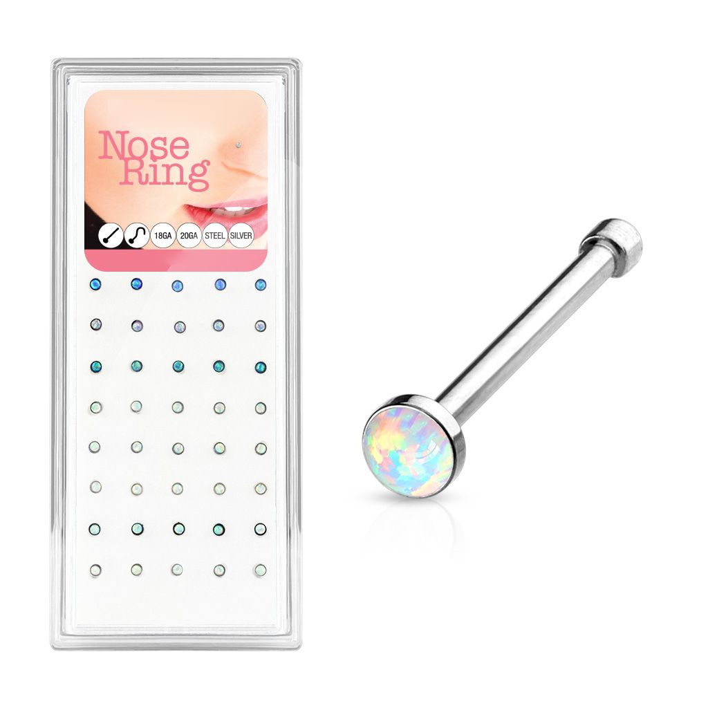 S4U Sada 40ti piercingů do nosu, 2,5mm opál, tl. 0,8 mm - N0000-27