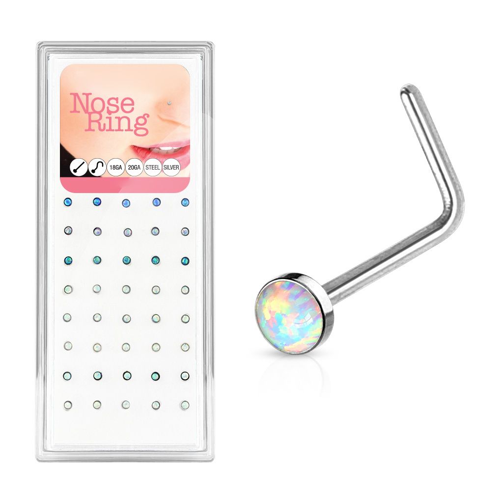 S4U Sada 40ti piercingů do nosu, 2,5mm opál, tl. 0,8 mm - N0000-36