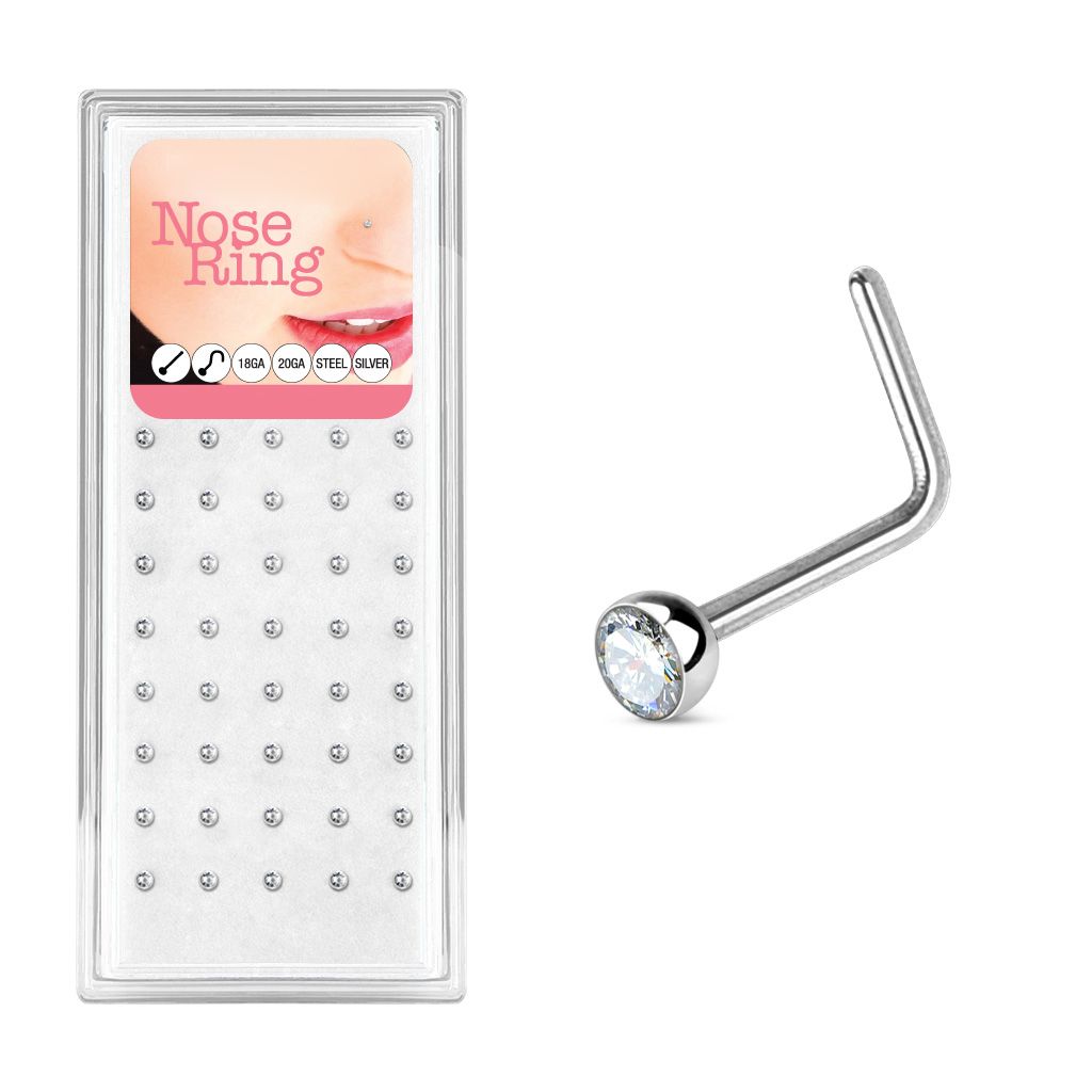 Levně S4U Sada 40ti piercingů do nosu, 2,5mm zirkon, tl. 0,8 mm - N0000-31