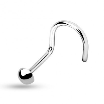 Zahnutý piercing do nosu (2 mm, půlkulička)