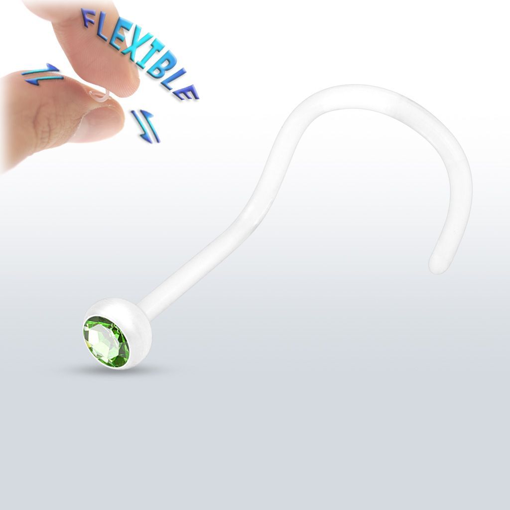 Levně Piercing do nosu BioFlex (zelená) - N01060-G