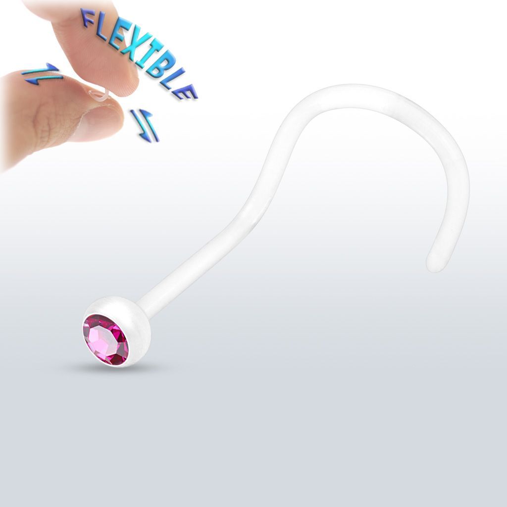 Levně Piercing do nosu BioFlex (tmavě růžová) - N01060-F