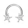 Piercing - podkova s kytičkami, čiré kamínky (rosegold)