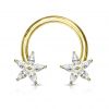 Piercing - podkova s kytičkami, čiré kamínky (rosegold)
