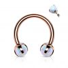 Piercing podkova s opály rose gold