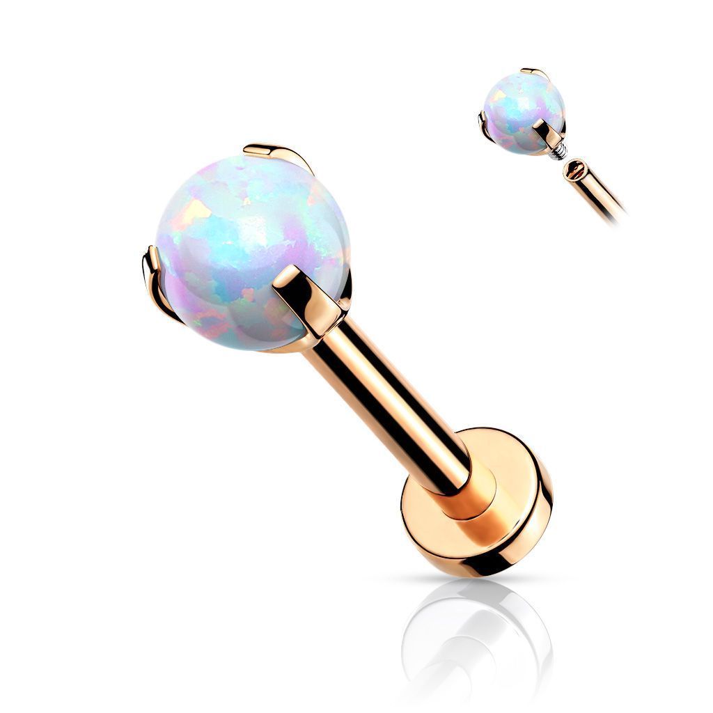 Levně Labreta s opálem, tyčka 1,2 x 8 mm (rose gold)