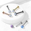 Labreta s opálem, tyčka 1,2 x 8 mm (rose gold)