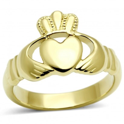 Zlacený ocelový prsten Claddagh (52)