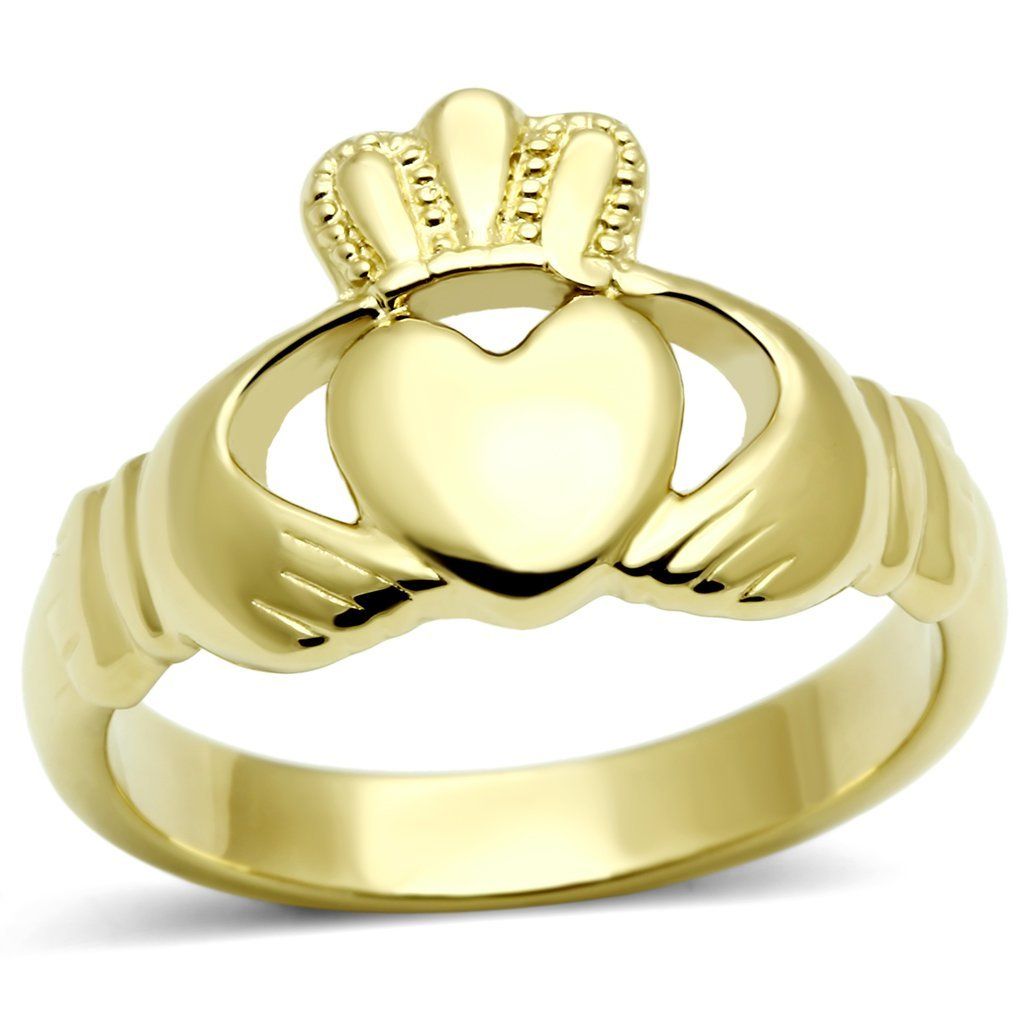 Levně S4U Zlacený ocelový prsten Claddagh (52) - AL-0110-52