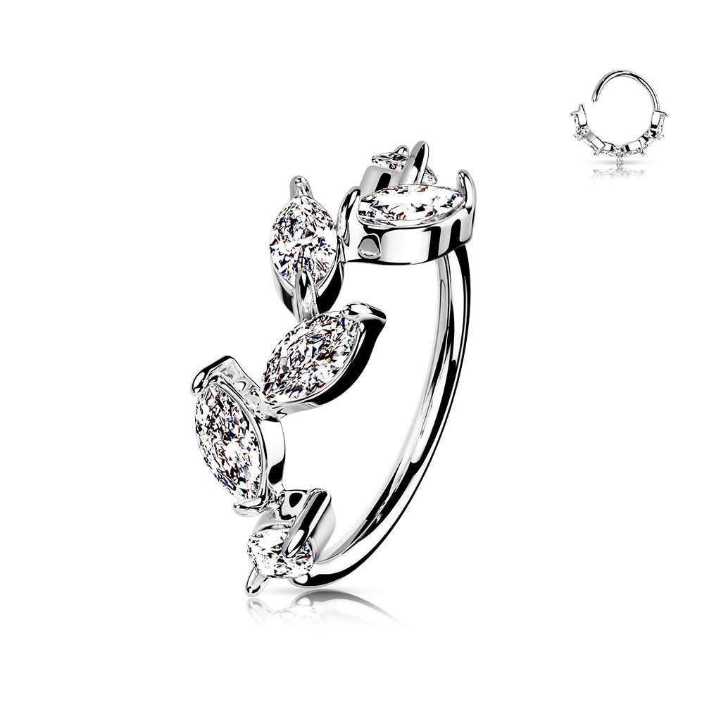 Piercing do nosu/ucha kruh s čirými zirkony - N0168-ST