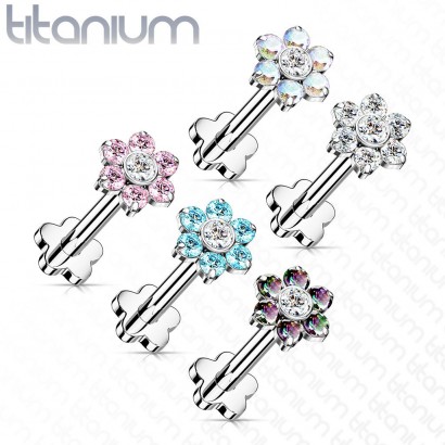 PUSH IN piercing do brady / ucha TITAN 1,2 x 8 mm (čirá/růžová)