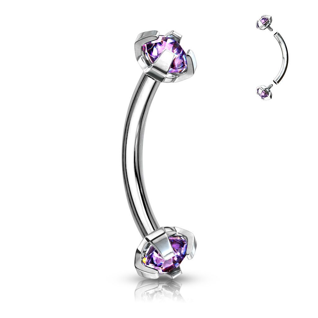 Levně Piercing do obočí s vnitřním závitem (světle fialová) - OB01005-TZ