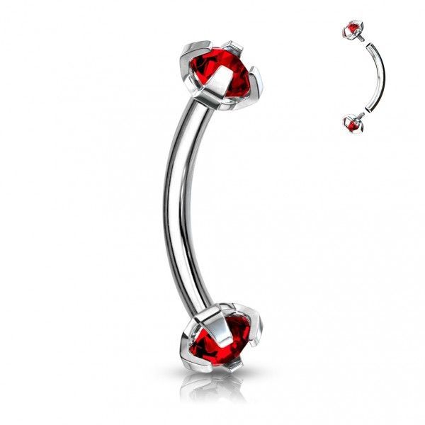 Levně Piercing do obočí s vnitřním závitem (červená) - OB01005-R