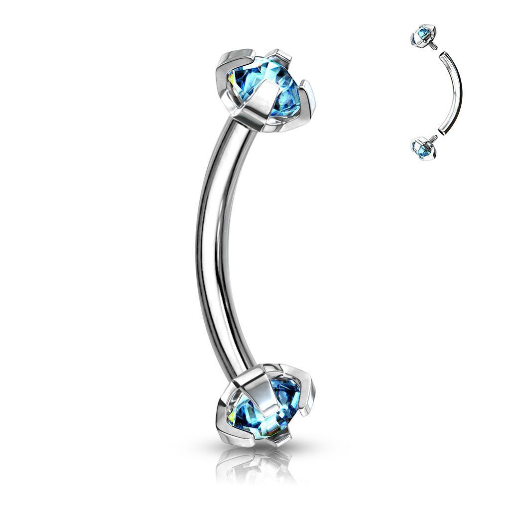Levně Piercing do obočí s vnitřním závitem (tyrkysová) - OB01005-Q