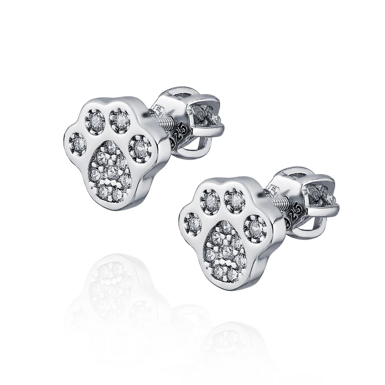 Stříbrné šroubovací náušnice tlapky - NB-3537