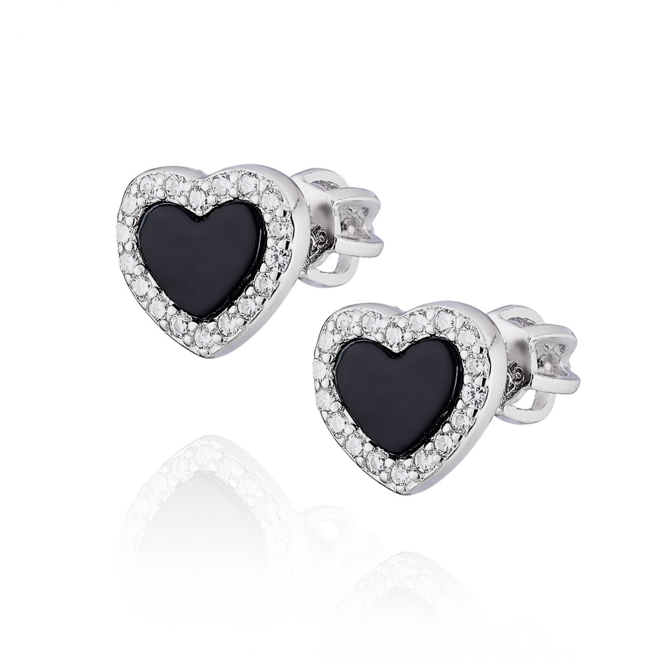 NUBIS Stříbrné dámské náušnice srdíčka - NB-3532