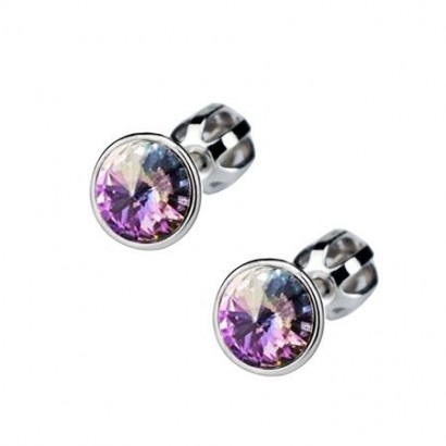 Šroubovací stříbrné náušnice s kameny Crystals from Swarovski® Light Vitrail