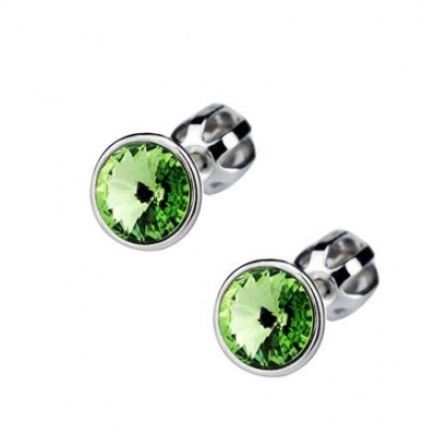 Šroubovací stříbrné náušnice s kameny Crystals from Swarovski® Peridot